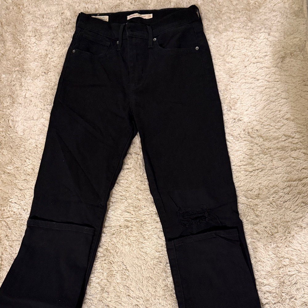 Levi's Black Flare Jeans with Knee Distress